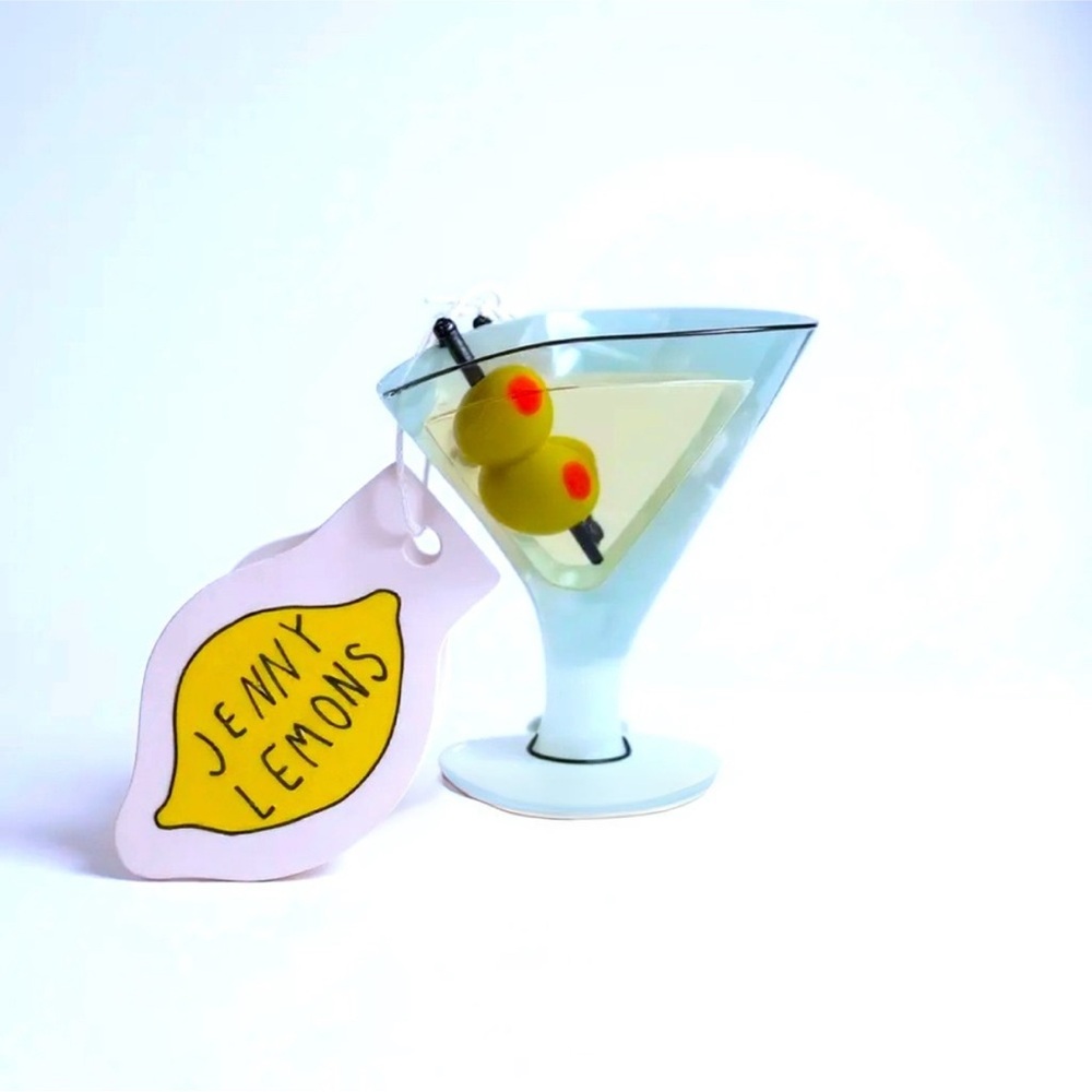 Jenny Lemons Martini Glass Hair Clip Olive Acrylic Novelty Barrette NWT
